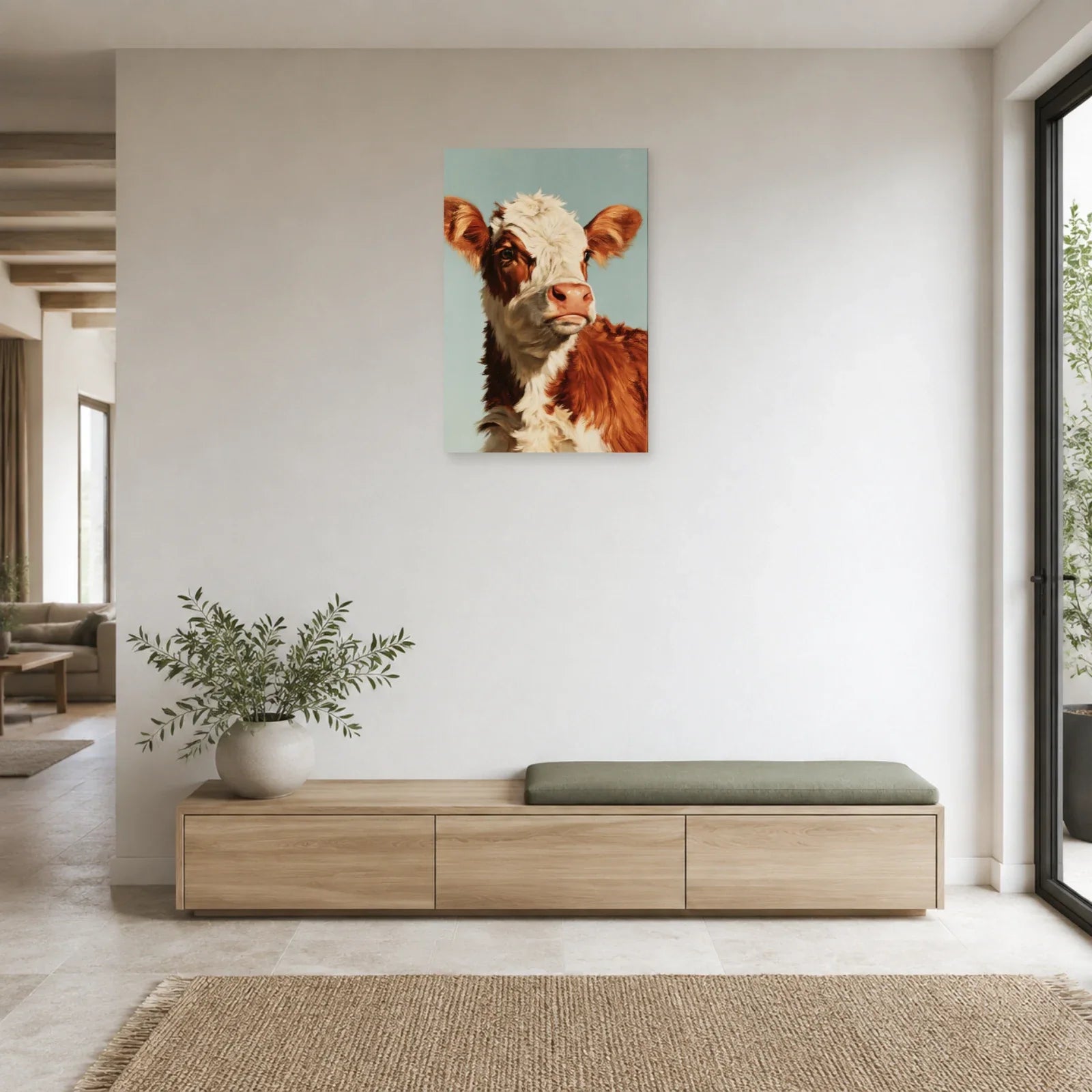 Tableau Portrait de Veau présenté dans une entrée - Art Virtuoso