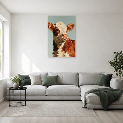 Tableau Portrait de Veau présenté dans un salon - Art Virtuoso