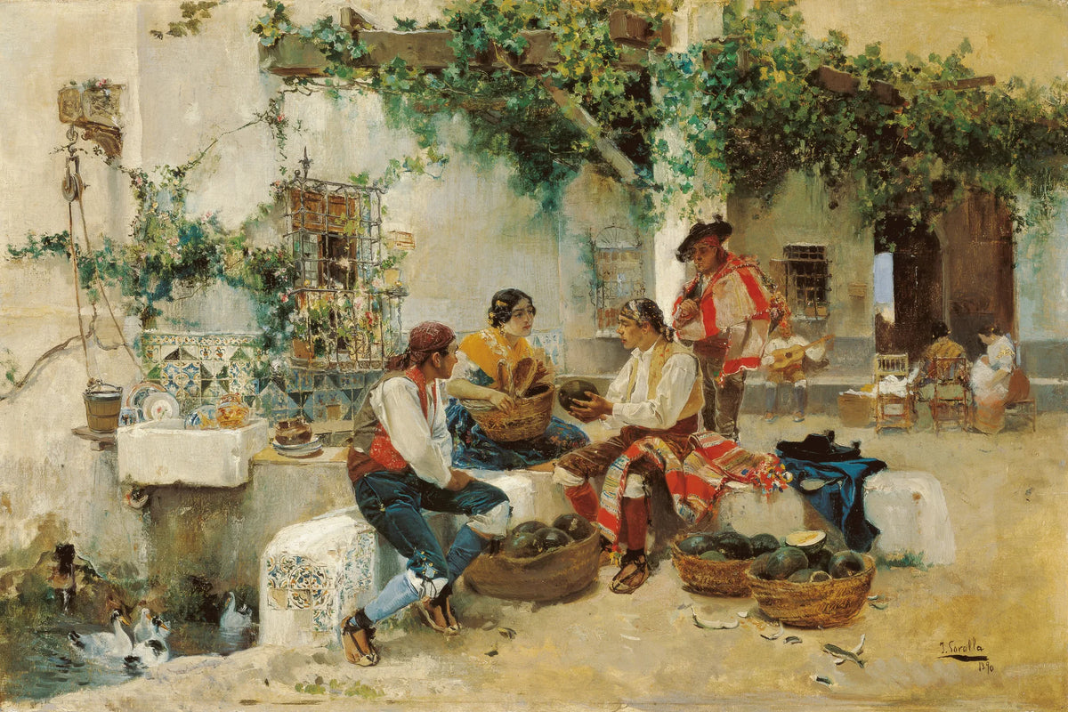 Tableau Vente de melons de Joaquín Sorolla - impression sur toile, format M