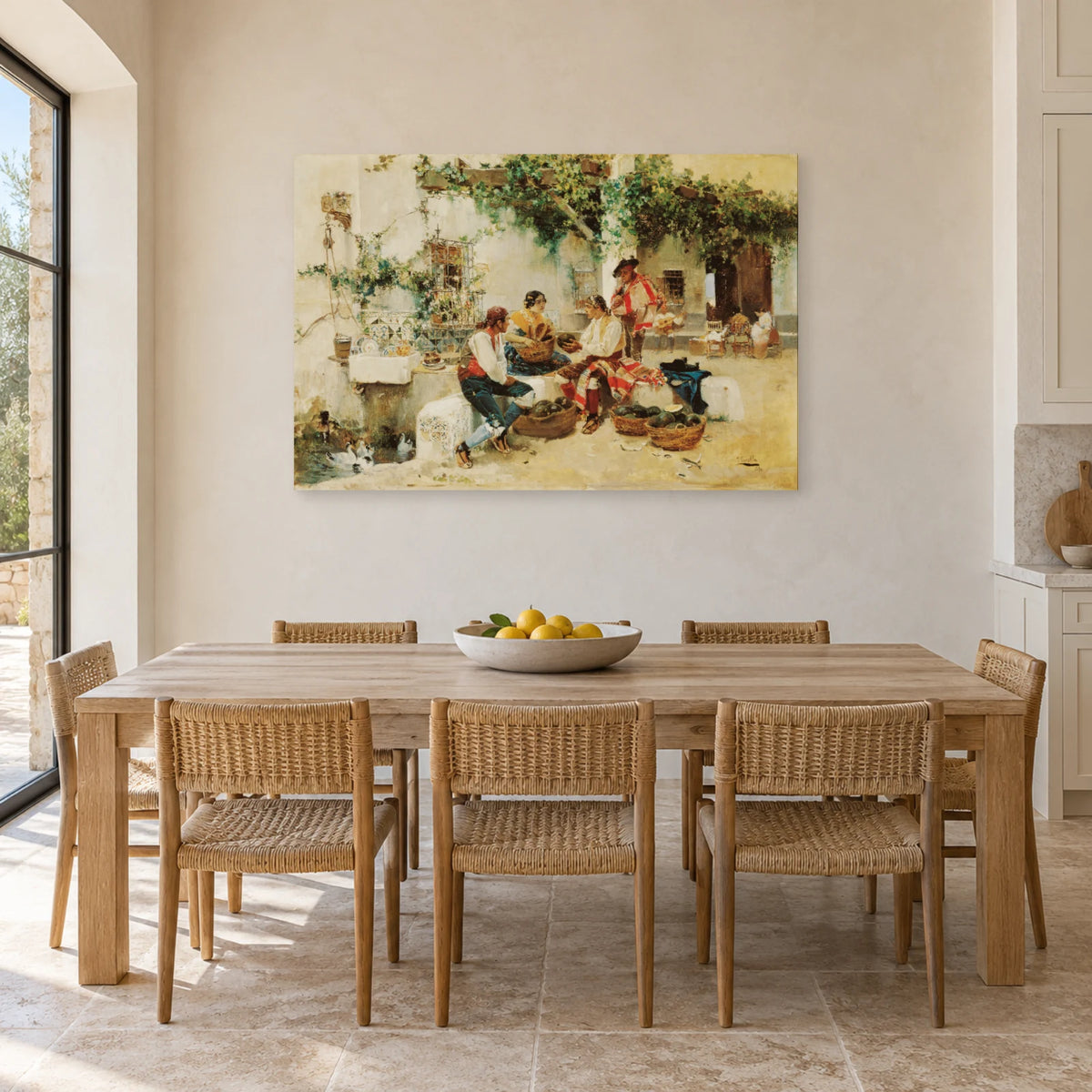 Tableau Vente de melons de Joaquín Sorolla dans une salle à manger - Art Virtuoso