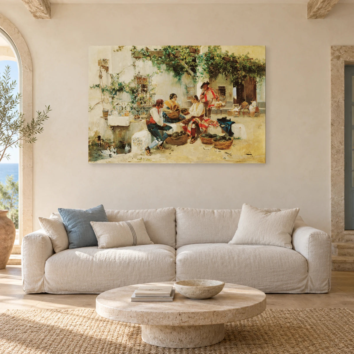 Tableau Vente de melons de Joaquín Sorolla dans un salon - Art Virtuoso