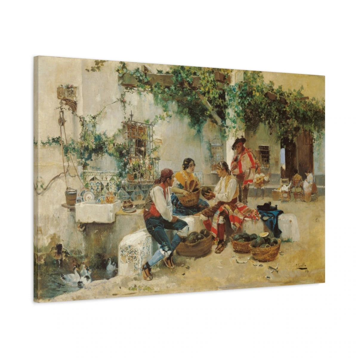 Tableau Vente de melons de Joaquín Sorolla - toile 3D avec bords imprimés - Art Virtuoso