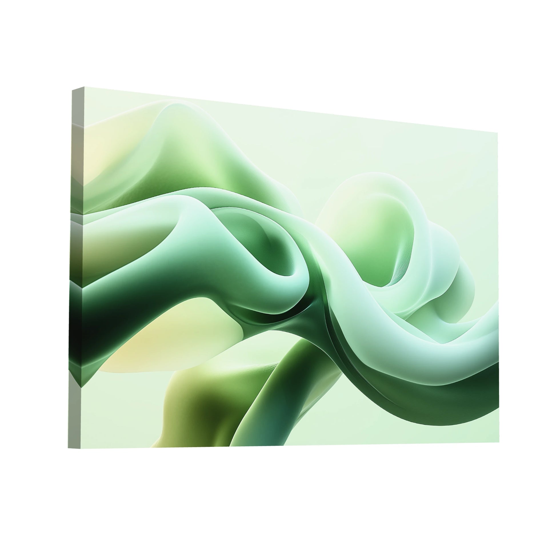 Product Hero 3D WebP Tableau Vert Amande - Vagues de Soie - Art Virtuoso