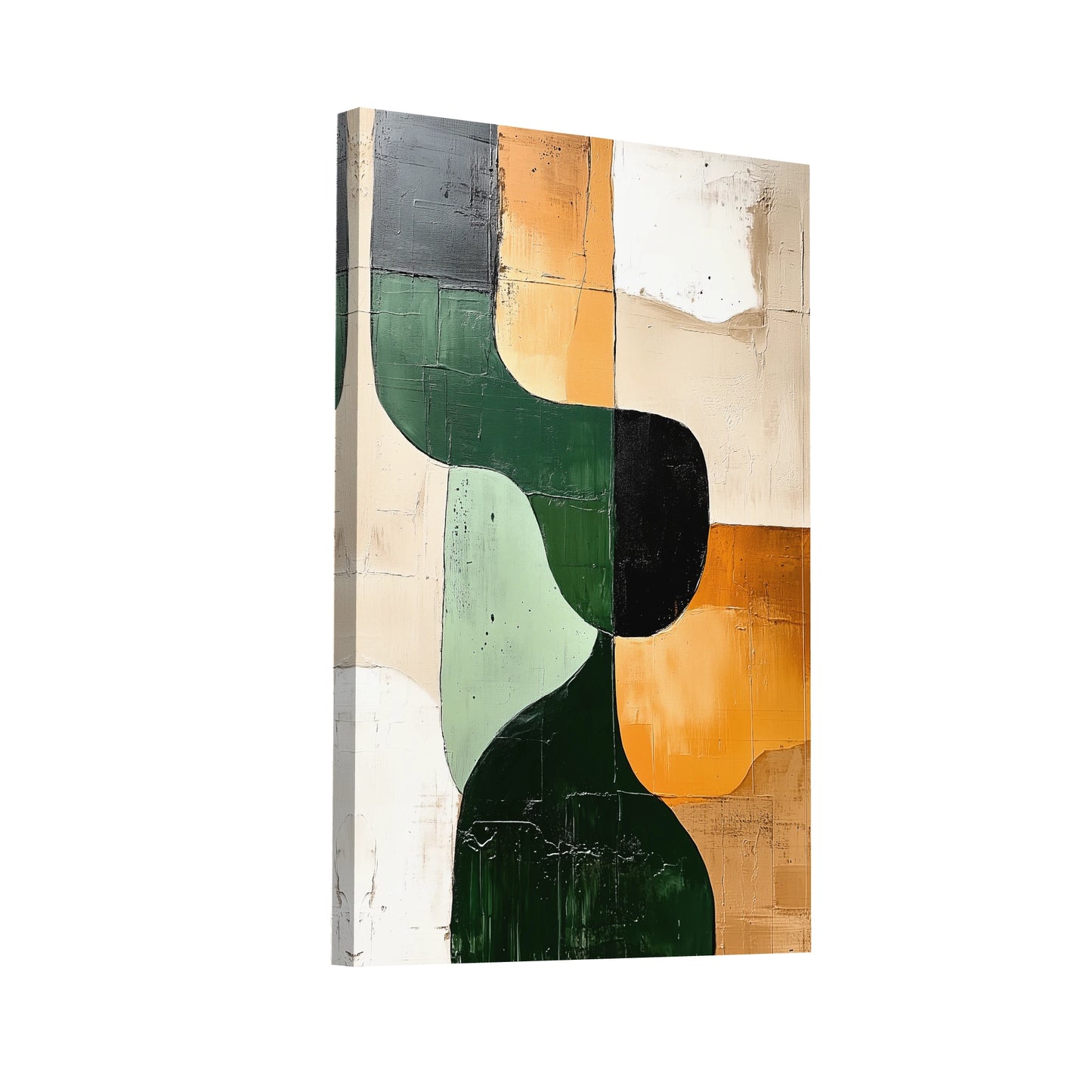 Product Hero 3D WebP Tableau Vert Beige - Courbes Organiques - Art Virtuoso