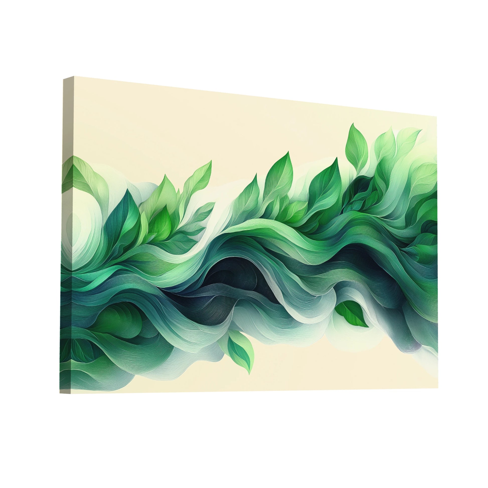Product Hero 3D WebP Tableau Vert Design - Vagues Végétales - Art Virtuoso
