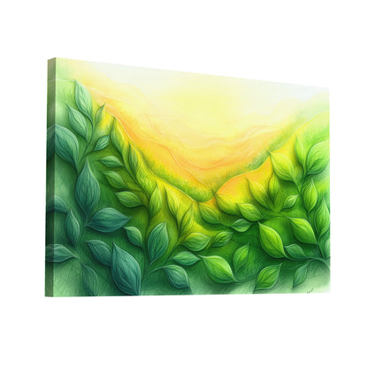 Product Hero 3D WebP Tableau Vert Dessin - Vallée Lumineuse - Art Virtuoso