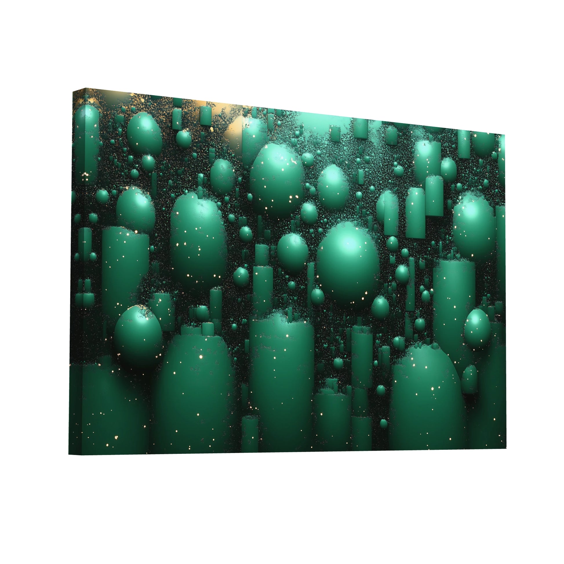 Product Hero 3D WebP Tableau Vert Emeraude - Bulles Cosmiques - Art Virtuoso