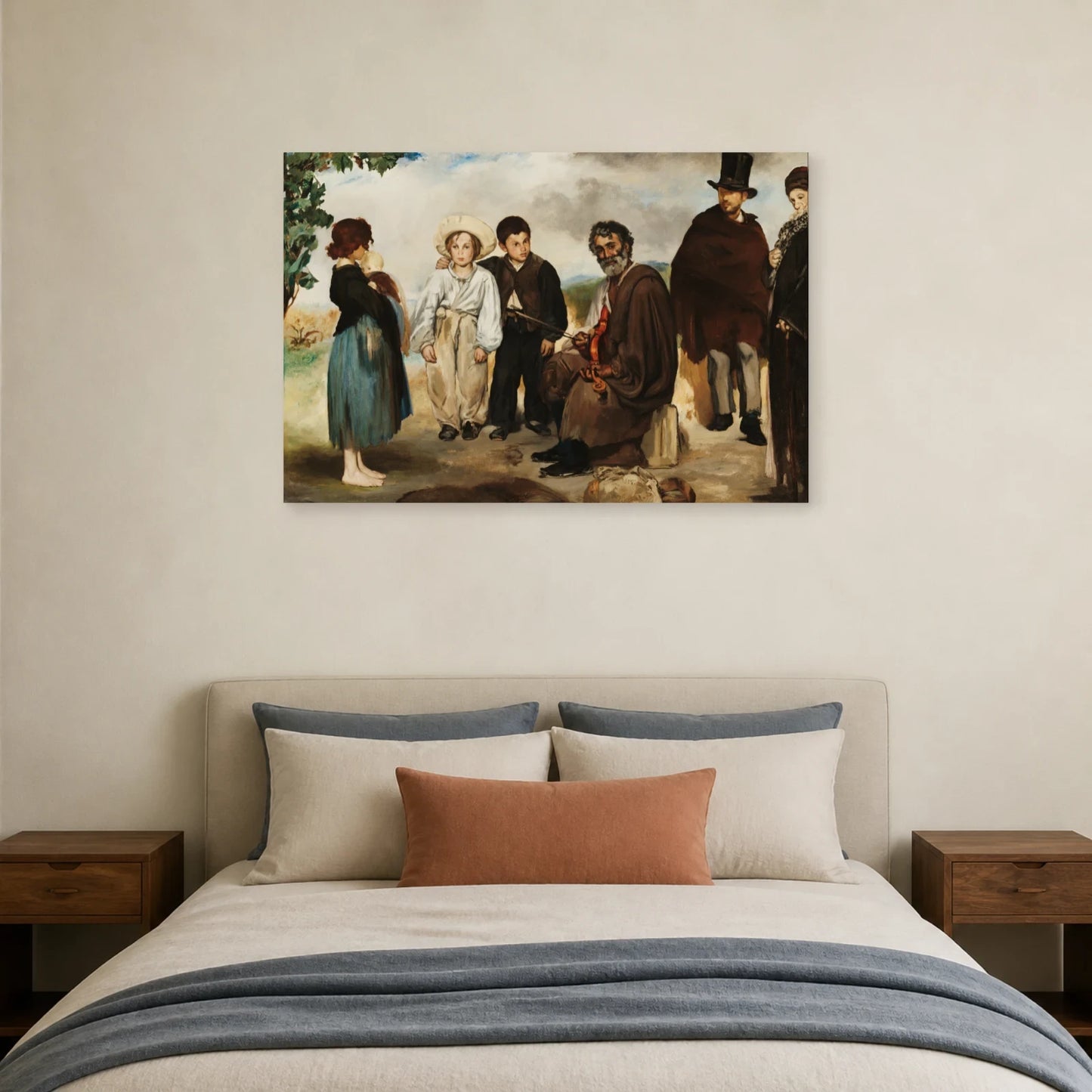 Tableau Le Vieux Musicien – Édouard Manet dans une chambre - Art Virtuoso