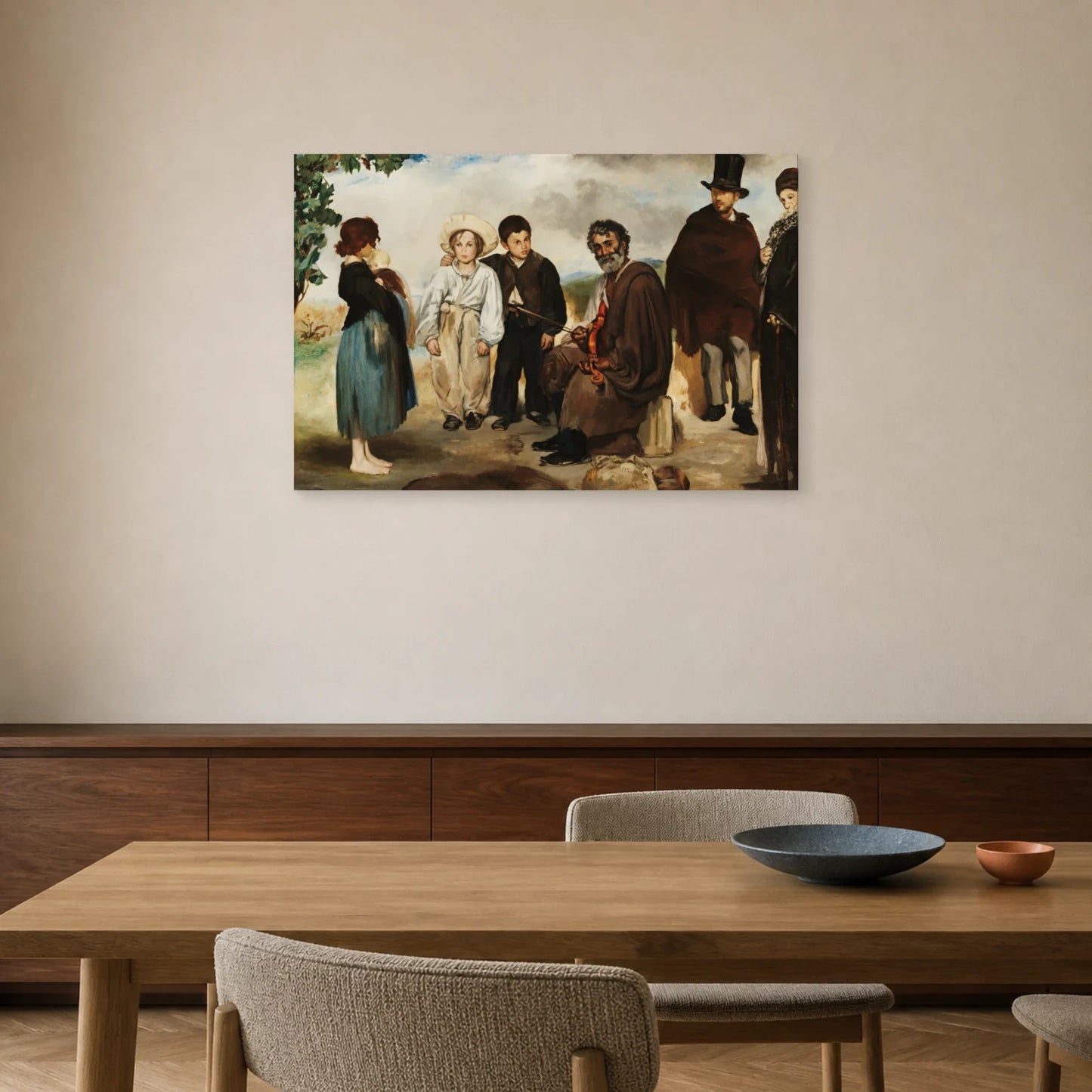 Tableau Le Vieux Musicien – Édouard Manet dans une salle à manger - Art Virtuoso