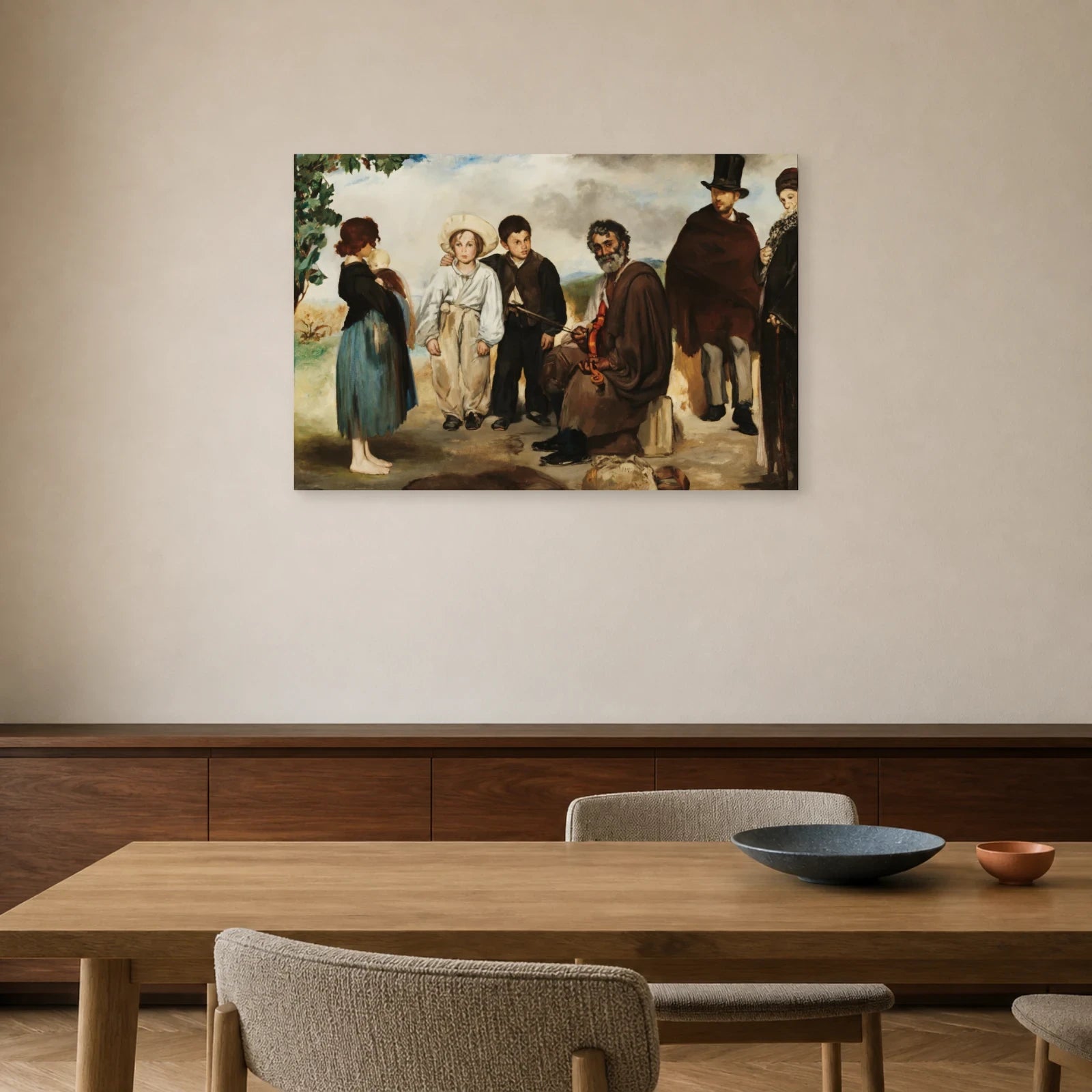 Tableau Le Vieux Musicien – Édouard Manet dans une salle à manger - Art Virtuoso