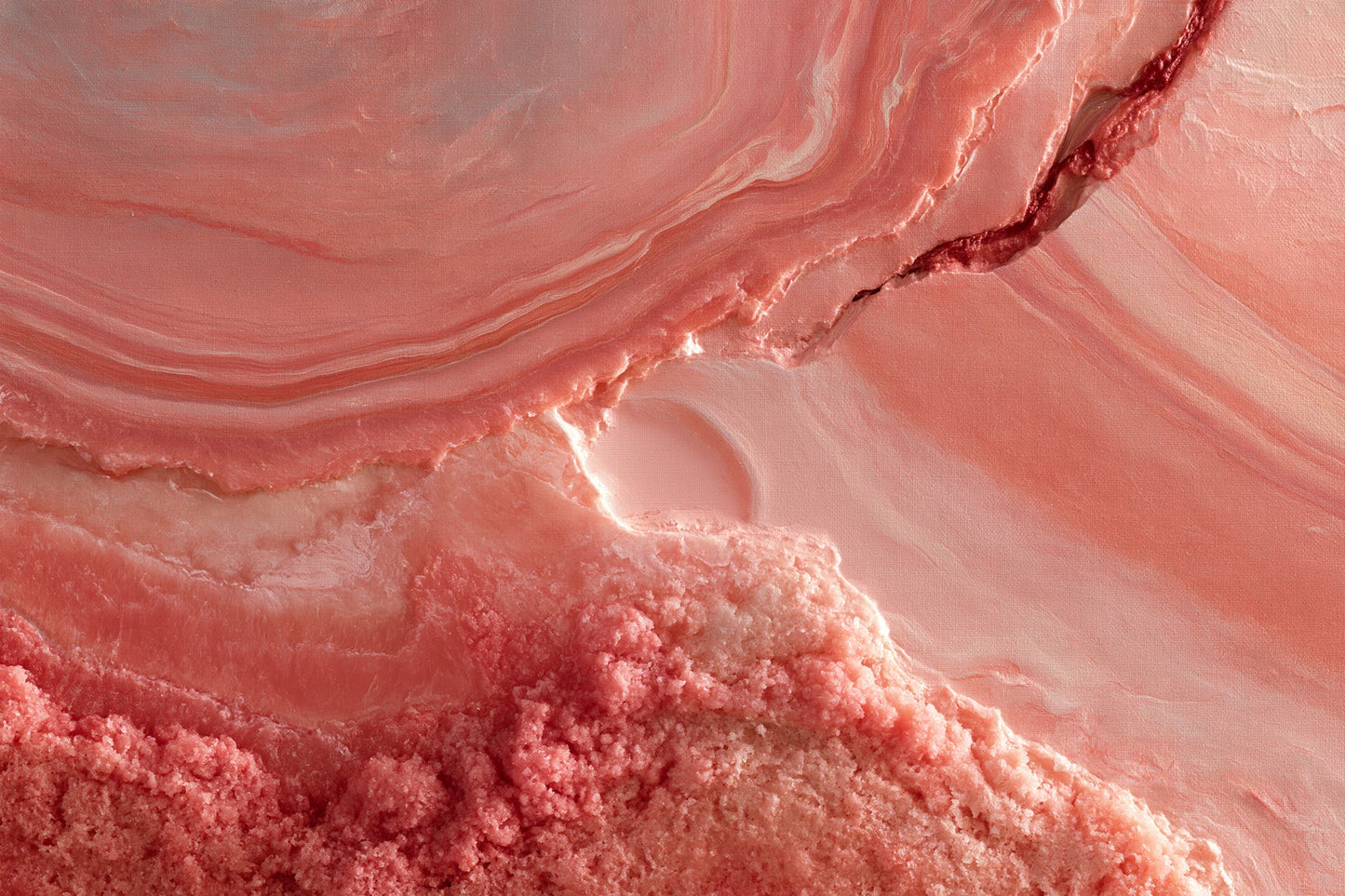 Tableau Vieux Rose Minéral, des strates minérales aux contours irréguliers, comme une paroi polie par le temps, format M - Art Virtuoso