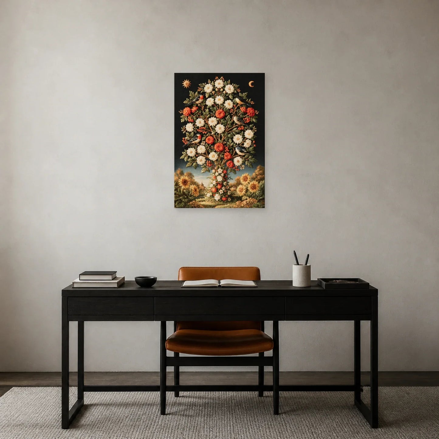 Tableau Világfa Arbre de Vie Hongrois présenté dans un bureau - Art Virtuoso