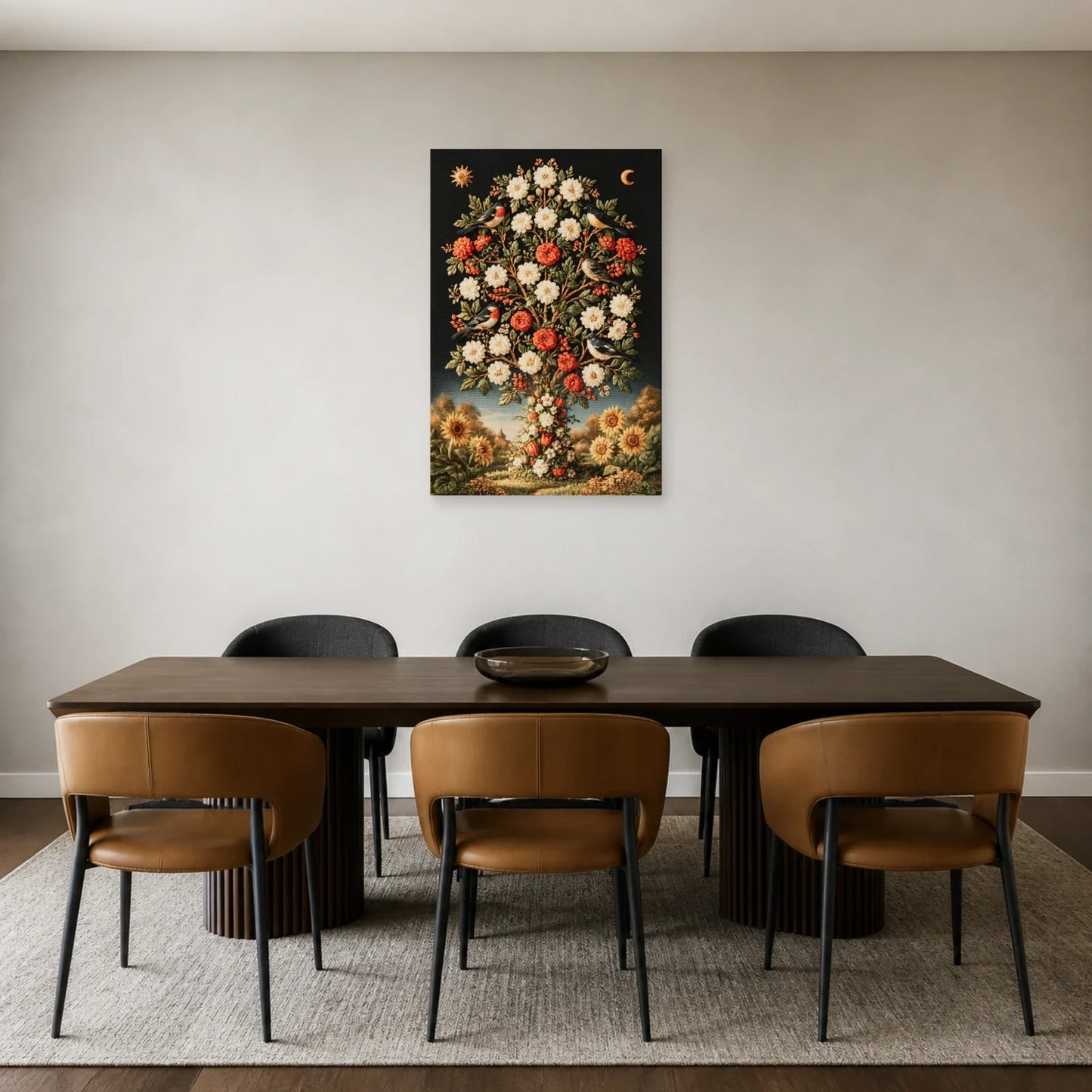 Tableau Világfa Arbre de Vie Hongrois présenté dans une salle à manger - Art Virtuoso