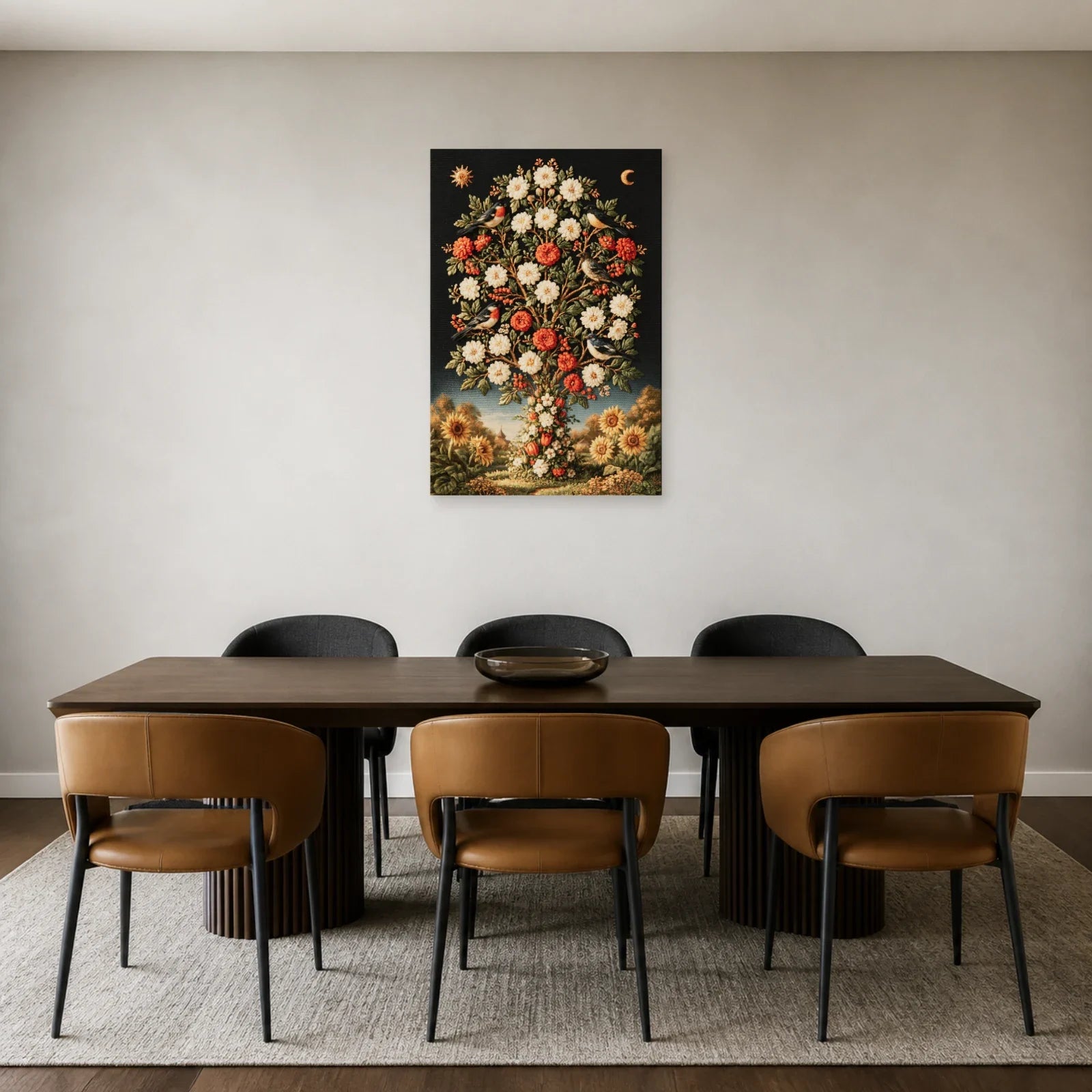 Tableau Világfa Arbre de Vie Hongrois présenté dans une salle à manger - Art Virtuoso