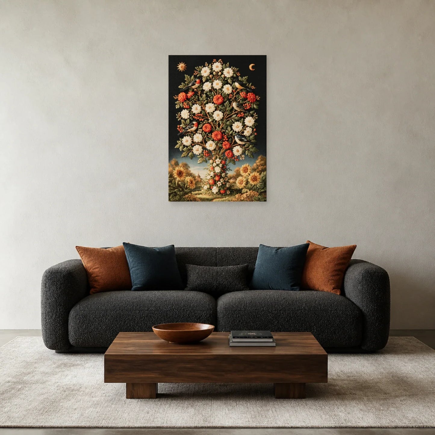 Tableau Világfa Arbre de Vie Hongrois présenté dans un salon - Art Virtuoso