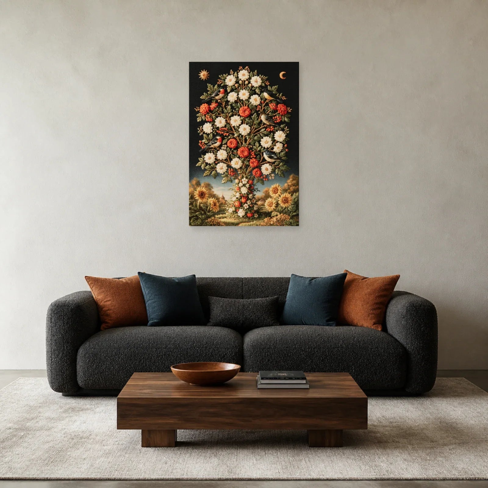 Tableau Világfa Arbre de Vie Hongrois présenté dans un salon - Art Virtuoso