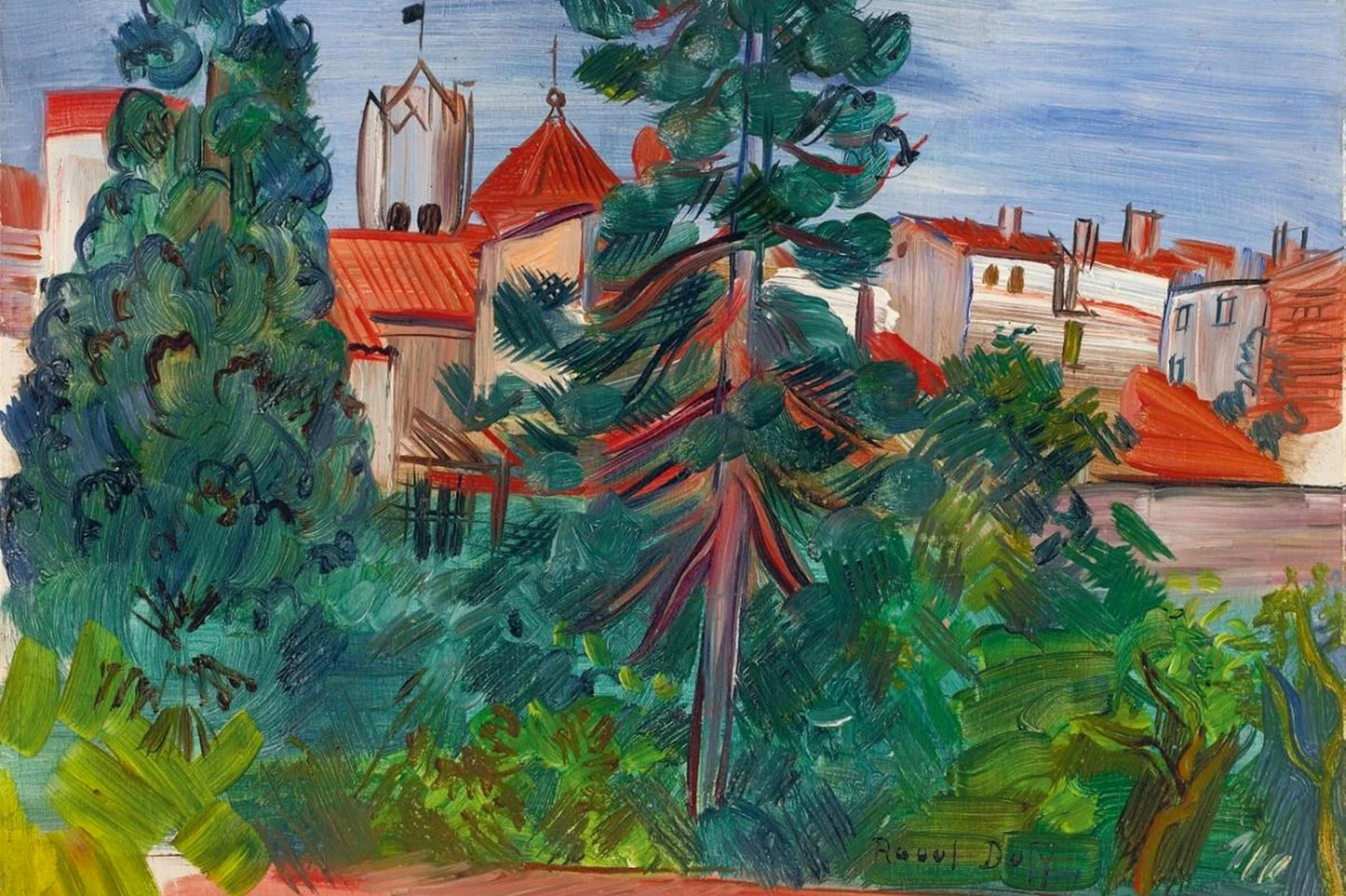Village catalan peint par Raoul Dufy, toile M
