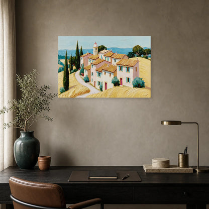 Tableau Village Provencal Peinture - Toits de Soleil dans un bureau - Art Virtuoso