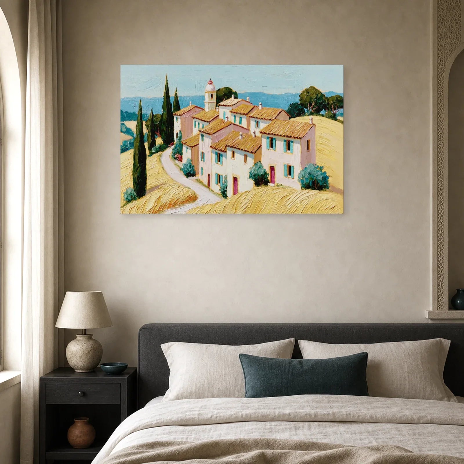 Tableau Village Provencal Peinture - Toits de Soleil dans une chambre - Art Virtuoso