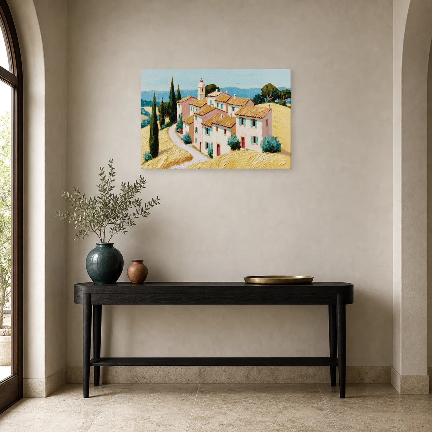 Tableau Village Provencal Peinture - Toits de Soleil dans une entree ou un couloir - Art Virtuoso