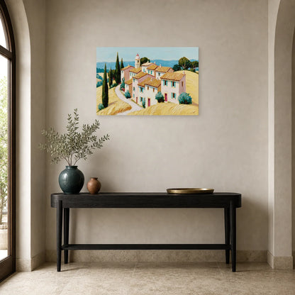 Tableau Village Provencal Peinture - Toits de Soleil dans une entree ou un couloir - Art Virtuoso