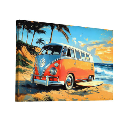 Product Hero 3D WebP Tableau Vintage 70 : Combi Surf Paradise - Art Virtuoso