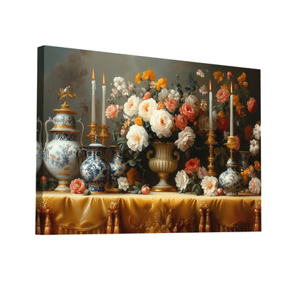 Product Hero 3D WebP Tableau Vintage Baroque : Splendeur des Roses - Art Virtuoso