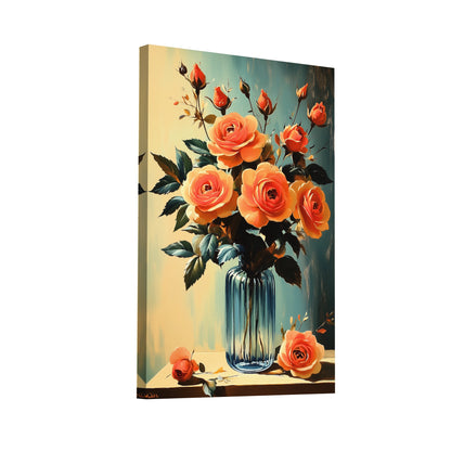 Product Hero 3D WebP Tableau Vintage Cuisine : Roses Abricot - Art Virtuoso