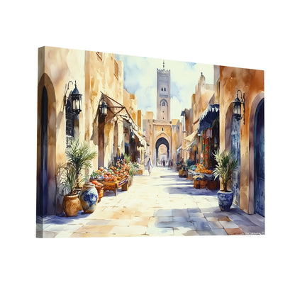 Product Hero 3D WebP Tableau Vintage Maroc : Médina Enchantée - Art Virtuoso