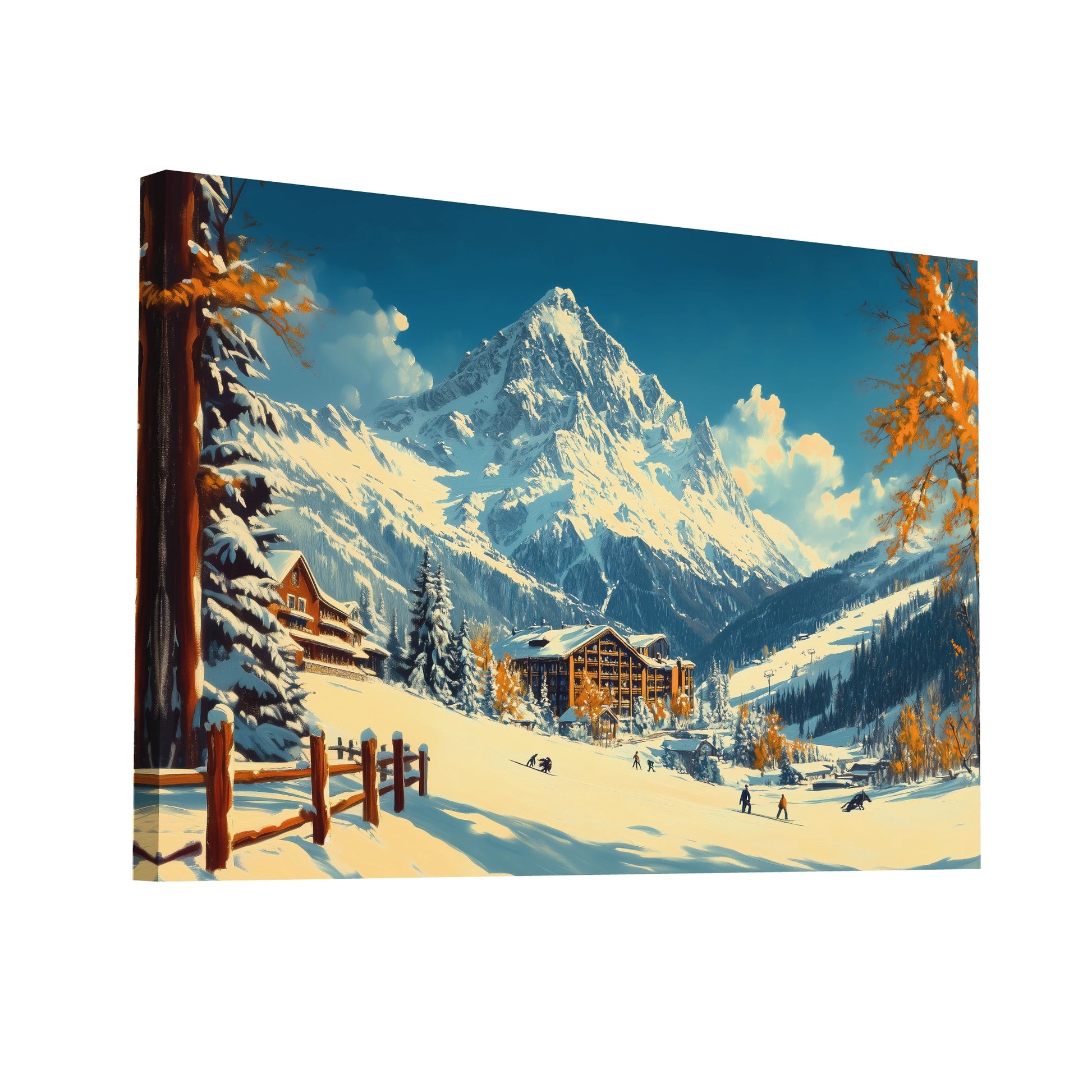 Product Hero 3D WebP Tableau Vintage Ski : Splendeur des Alpes - Art Virtuoso