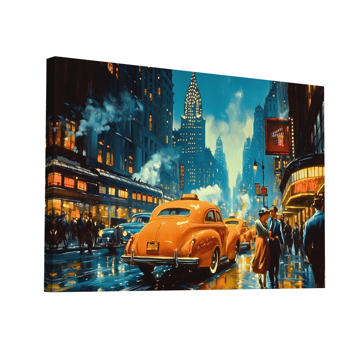 Product Hero 3D WebP Tableau Vintage Ville : Manhattan Nocturne - Art Virtuoso