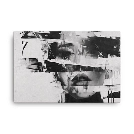 Tableau Visage Abstrait Contemporain en Noir et Blanc Affiches, reproductions et œuvres graphiques Art Virtuoso XL  