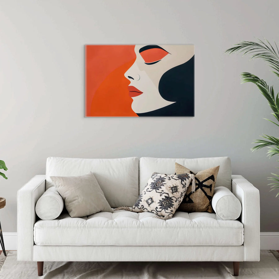 Tableau Visage Femme Abstrait - Mystère de la Féminité