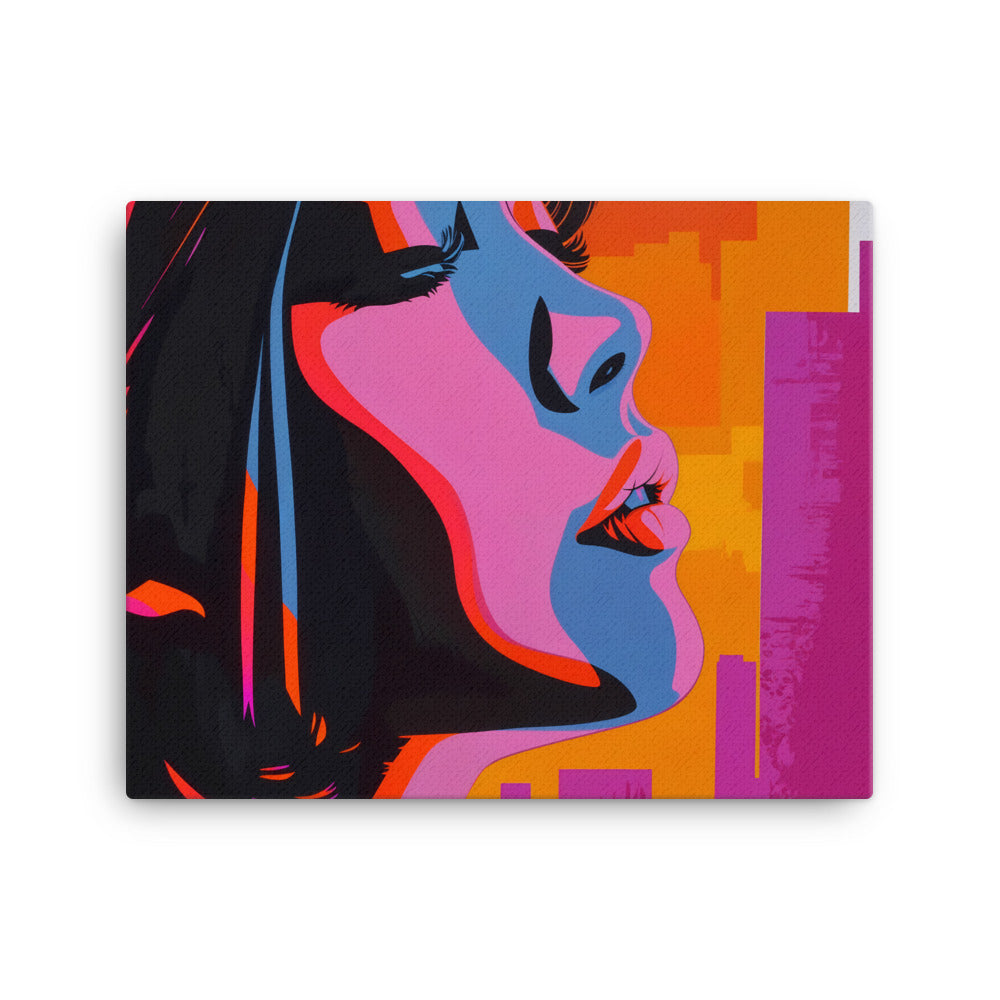 Toile profil féminin et skyline au format M