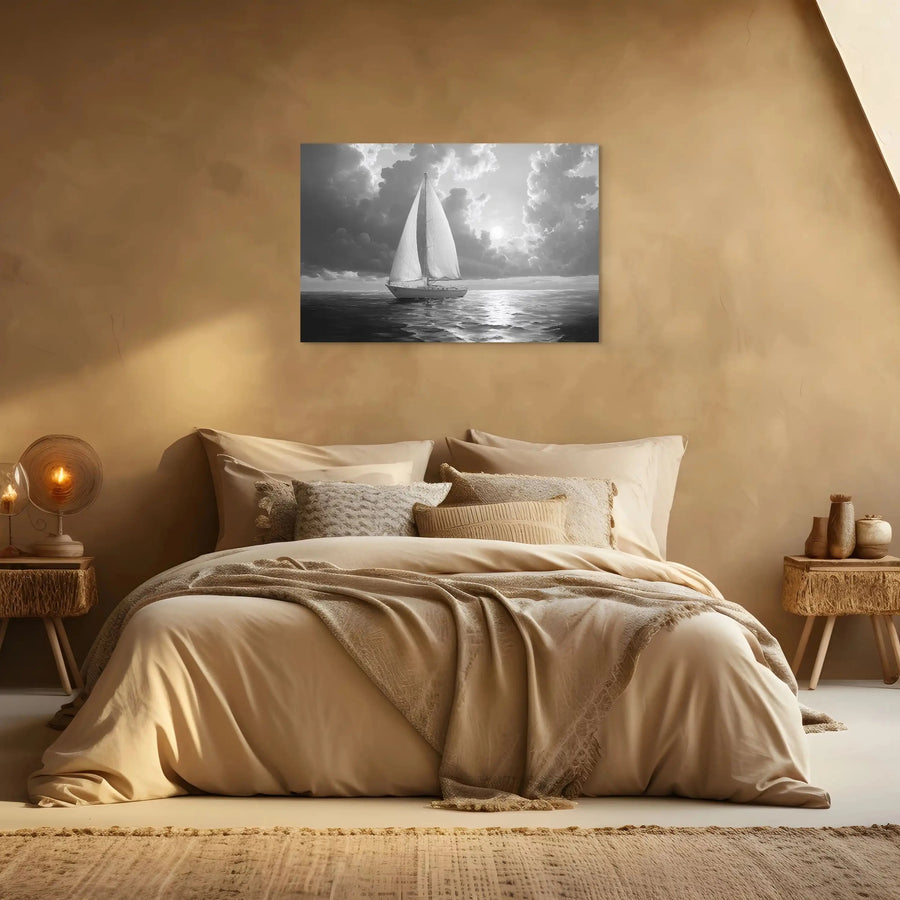 Sailboat Wall Art - Black and White