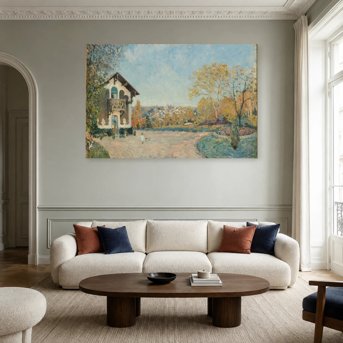 Tableau Vue de Marly-le-Roi depuis Cœur-Volant – Alfred Sisley dans un salon - Art Virtuoso