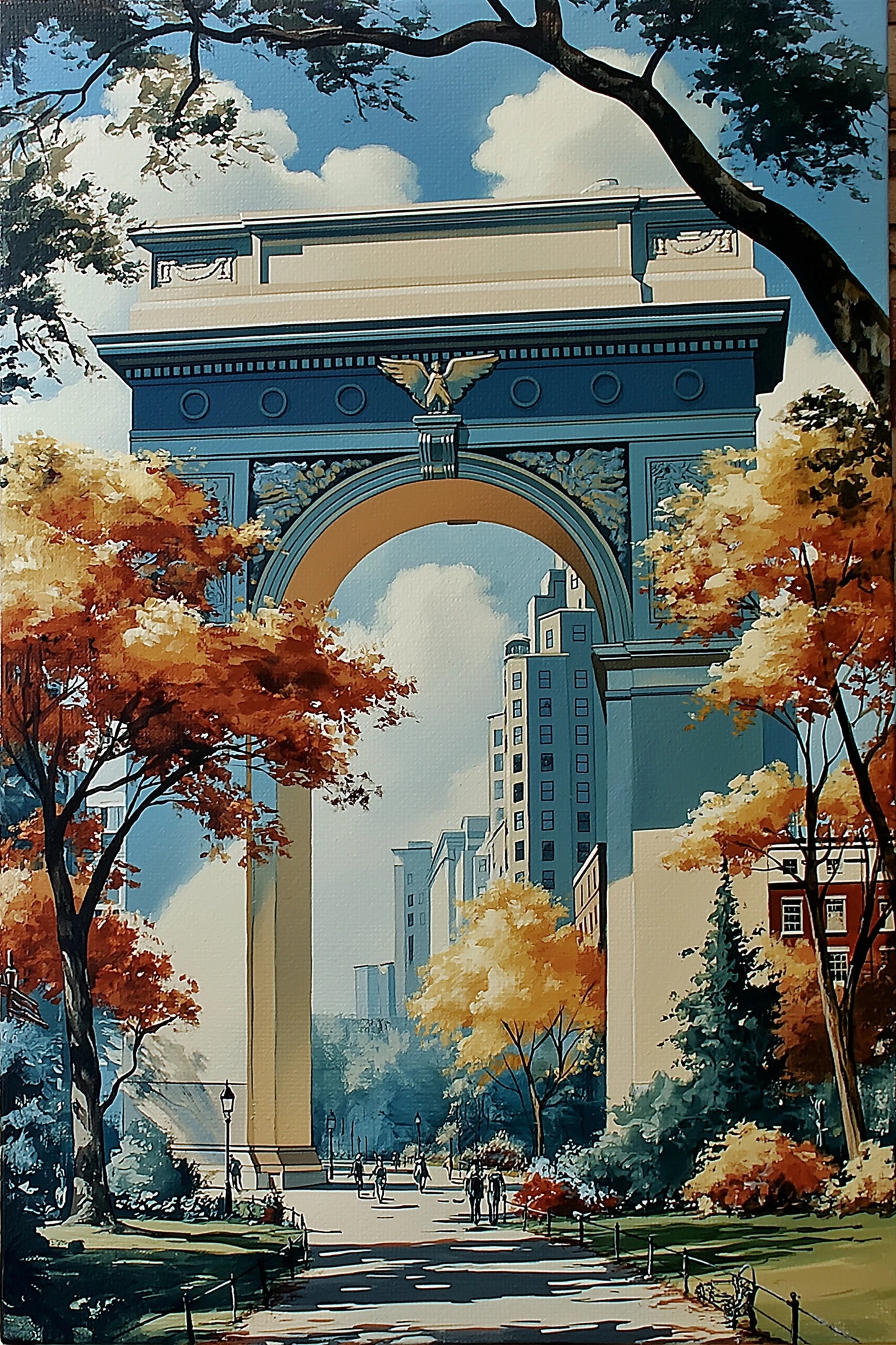 Washington Square Park en automne, toile verticale format M