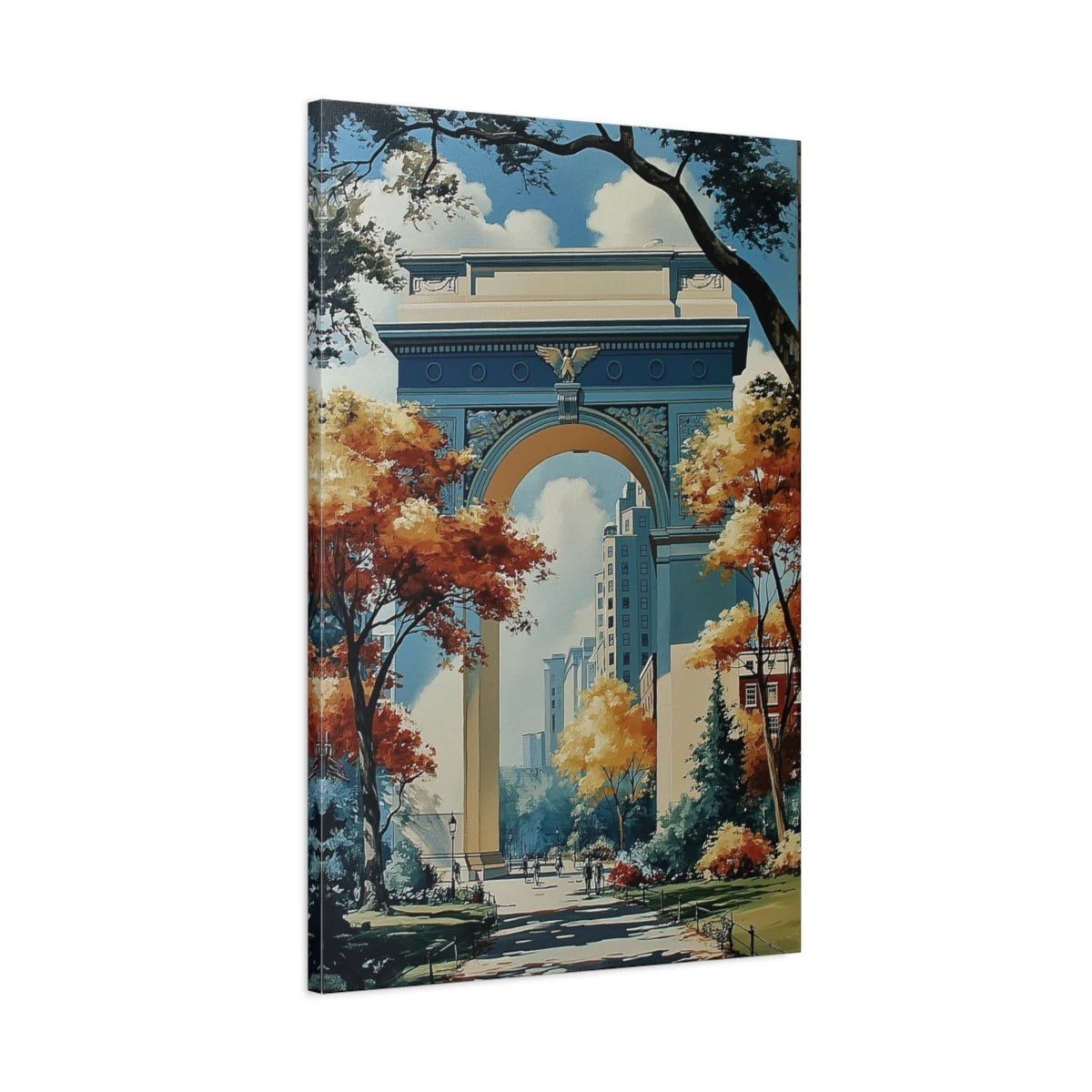 Vue latérale de la toile Washington Square Arch montée sur châssis