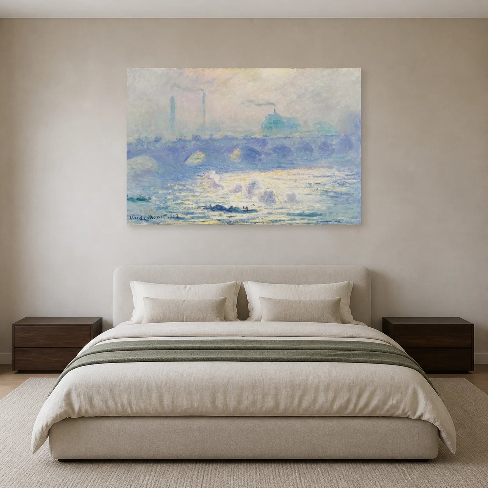 Tableau Waterloo Bridge, effet de soleil – Claude Monet dans une chambre - Art Virtuoso