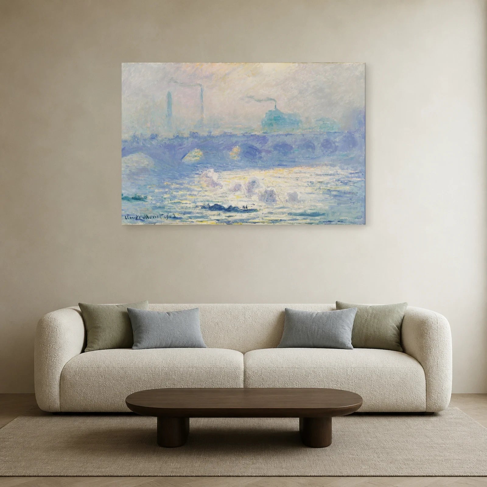 Tableau Waterloo Bridge, effet de soleil – Claude Monet dans un salon - Art Virtuoso