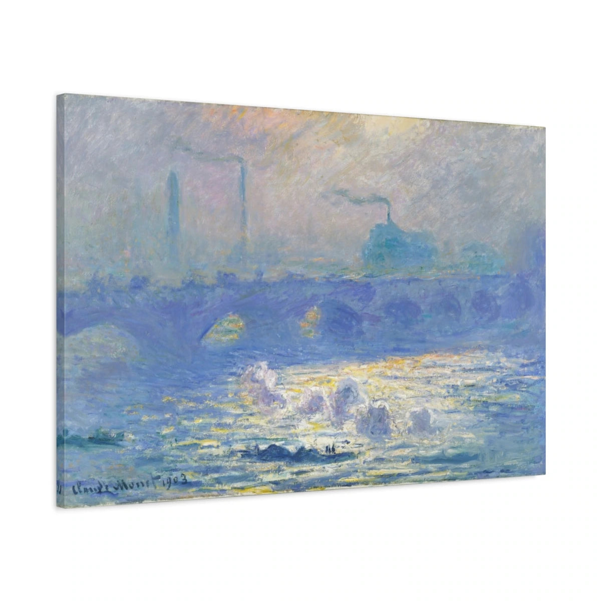 Tableau Waterloo Bridge, effet de soleil – Claude Monet - toile 3D avec bords imprimés - Art Virtuoso