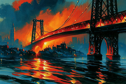 Toile Williamsburg Bridge au coucher de soleil, format L