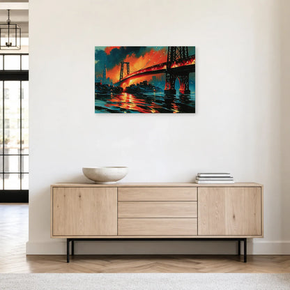 Toile horizontale de skyline au couchant dans une entrée