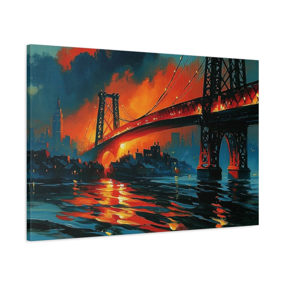 Vue latérale de la toile rouge et bleue avec bords imprimés