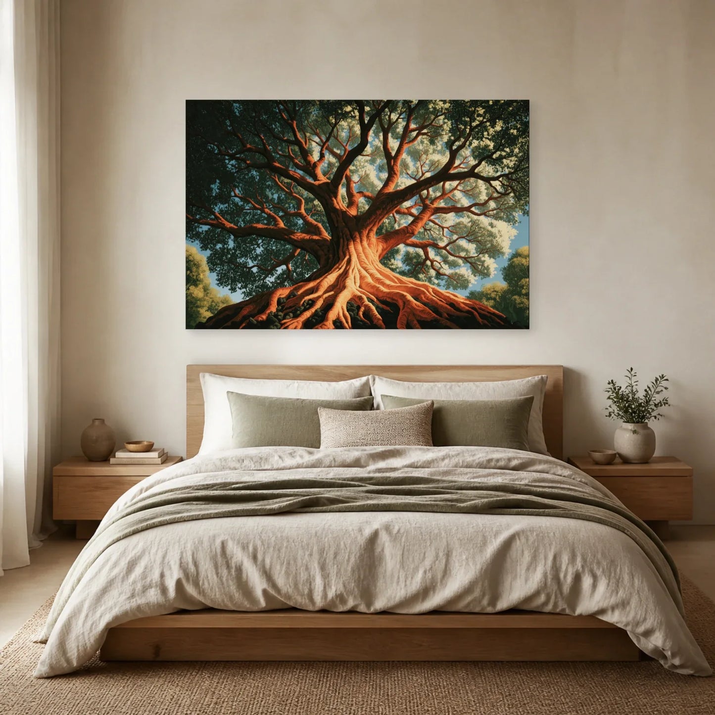 Tableau Yaxché Ceiba Maya Arbre de Vie présenté dans une chambre - Art Virtuoso