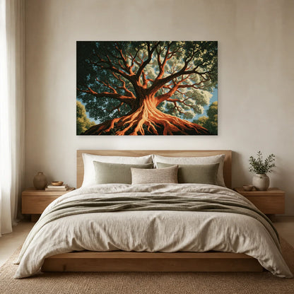 Tableau Yaxché Ceiba Maya Arbre de Vie présenté dans une chambre - Art Virtuoso