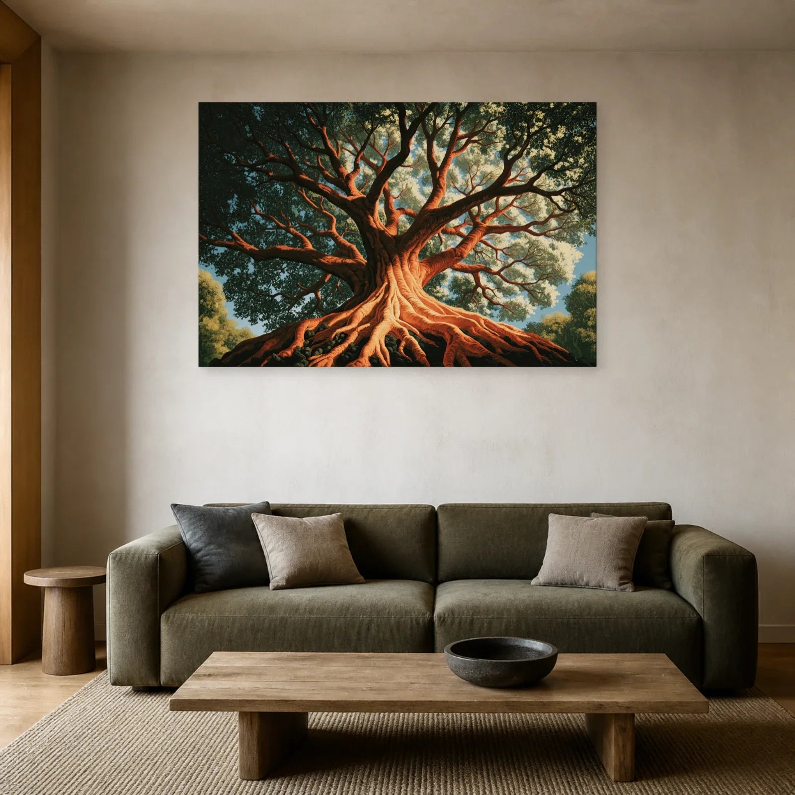 Tableau Yaxché Ceiba Maya Arbre de Vie présenté dans un salon - Art Virtuoso
