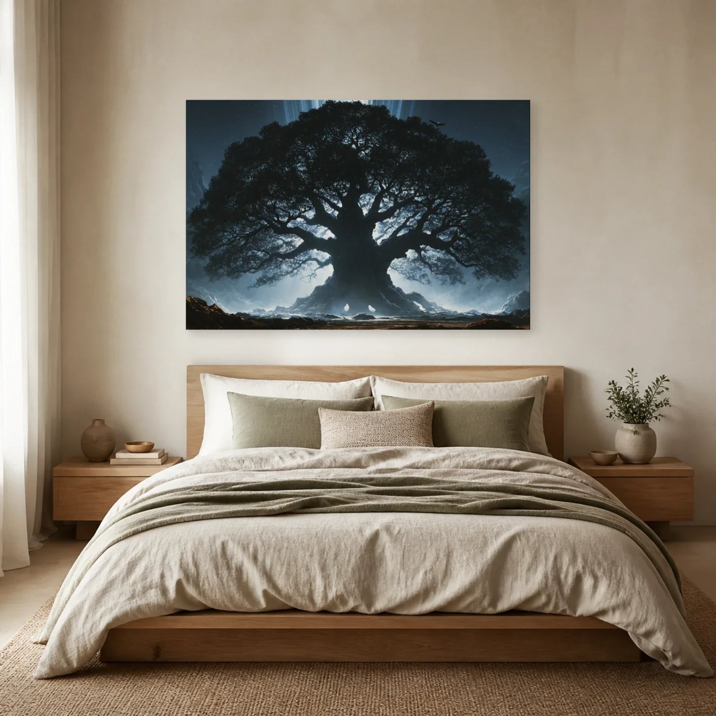 Tableau Yggdrasil Arbre de Vie présenté dans une chambre - Art Virtuoso