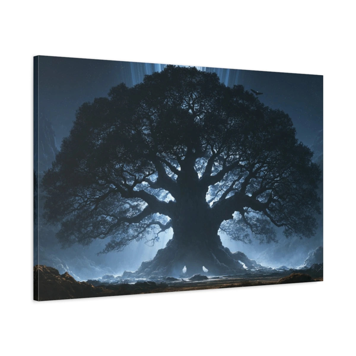 Tableau Yggdrasil Arbre de Vie, vue latérale de la toile avec bords imprimés - Art Virtuoso