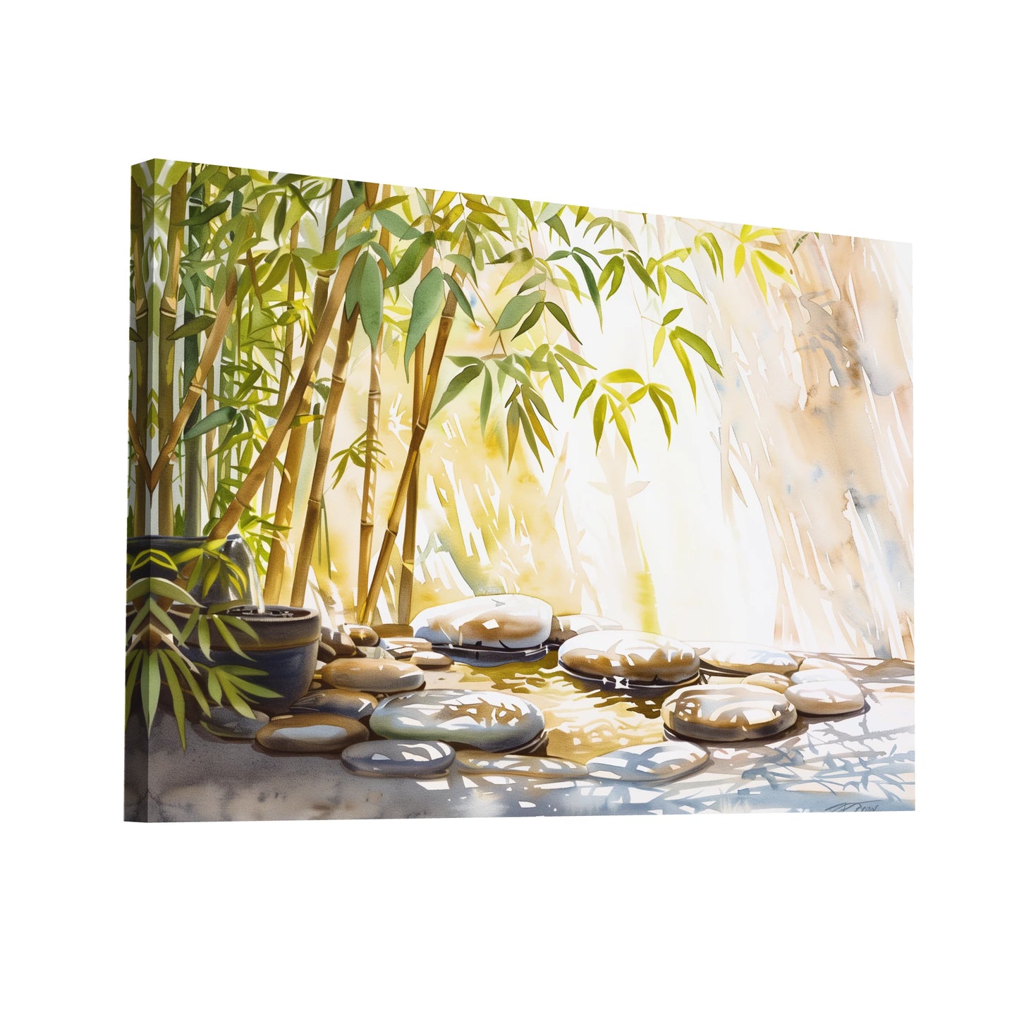Product Hero 3D WebP Tableau Zen Bambou - Galets Décoratifs - Art Virtuoso